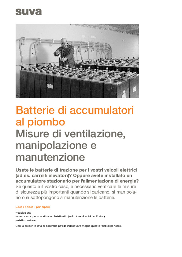 Lista di controllo: ventilazione e manutenzione di batterie al piombo